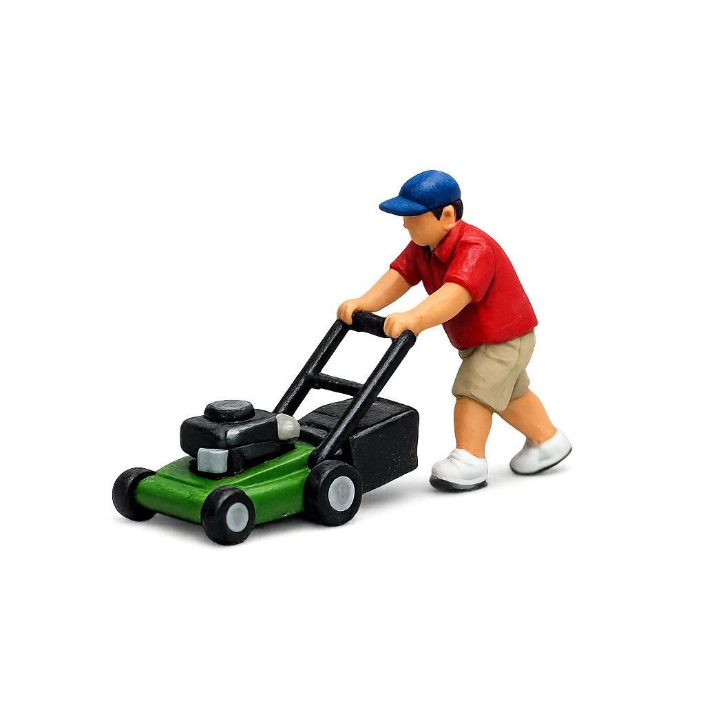 Decorative mini lawn mower graphic
